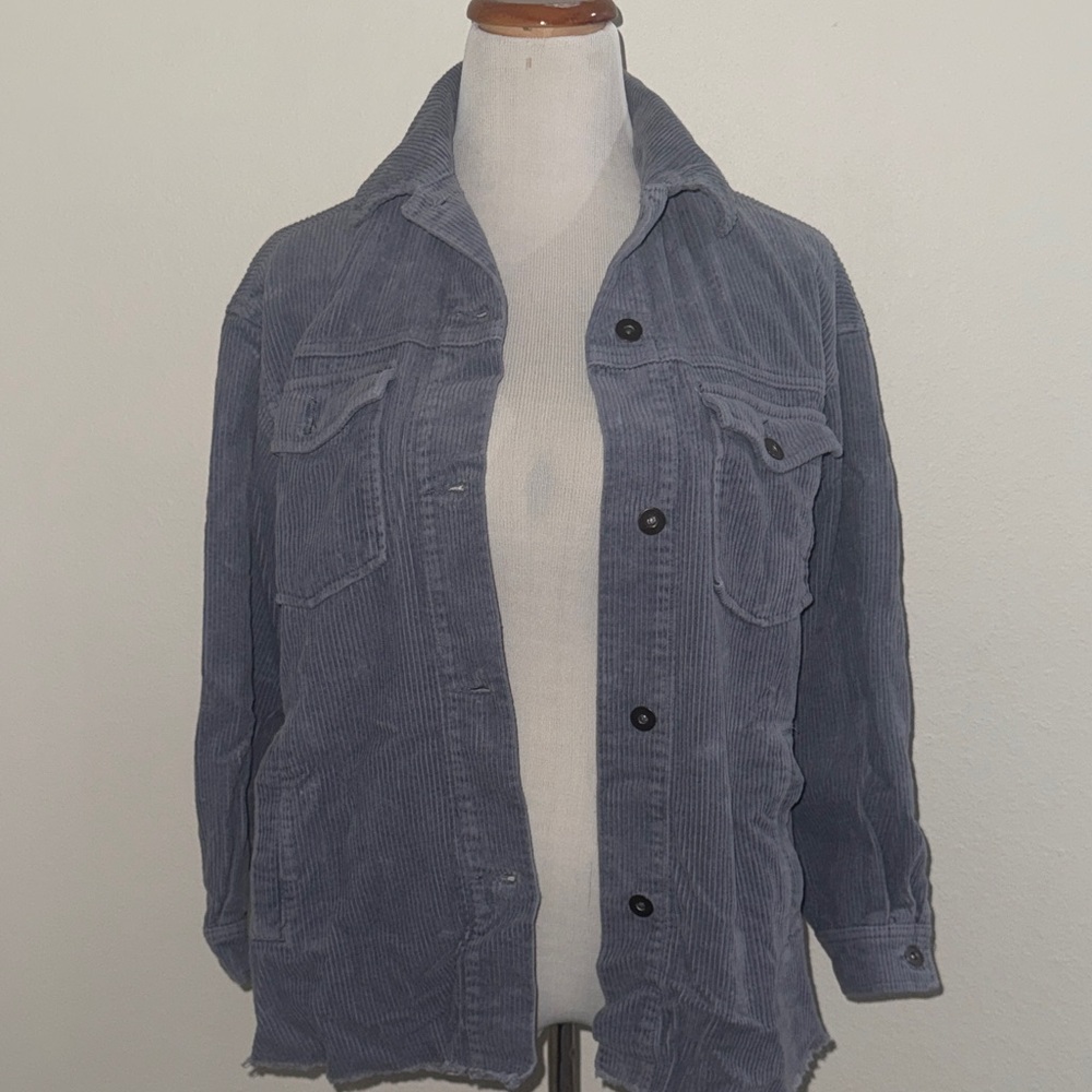 Zara Blue Corduroy Women’s Utility Jacket- Oversized